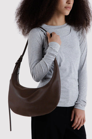 BAGGU Sac Moyen Crescent Cuir Recyclé Plat - Brun