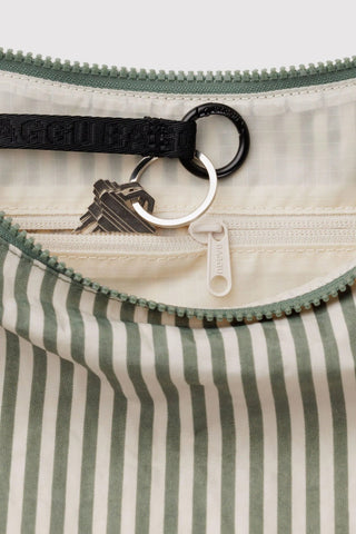 BAGGU Medium Crescent Nylon Bag - Sage Stripe
