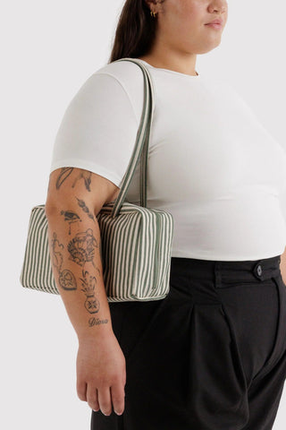BAGGU Small Bowler Bag - Sage Stripe