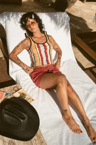 BRIXTON Peach Cobbler Stripe Ringer Tank Top
