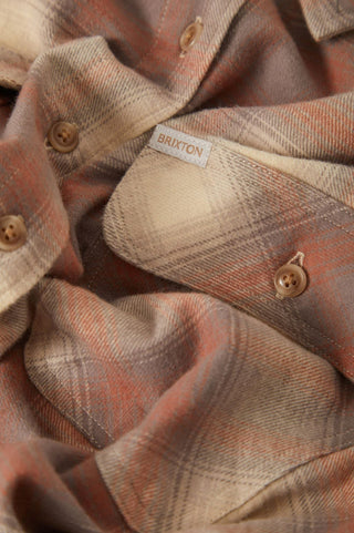 BRIXTON Chemise Bowery Courte - Soft Tan Plaid