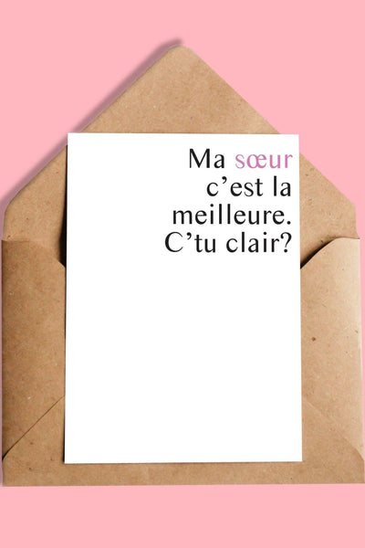 OUI MANON Carte - Ma soeur c'est la meilleure
