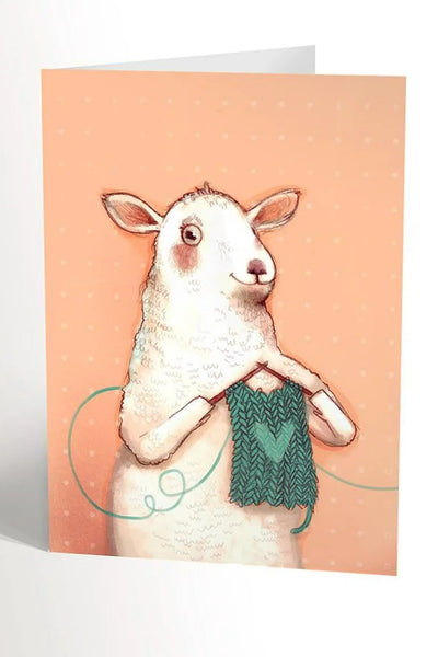 VALERIE BOIVIN Carte de Souhait - Mouton Tricot