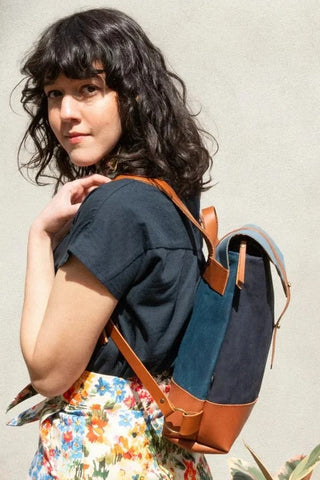 KAZAK Sac Windsor - Indigo et Caramel