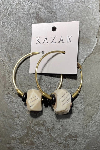 KAZAK Boucles d'Oreilles Ashentree - Crème et Noir