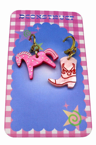 DCONSTRUCT Boucles d'Oreilles Cheval et Botte