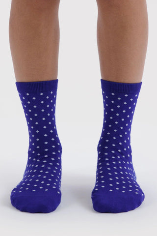 BAGGU Chaussettes Crew - Polka Dot Bleu et Blanc