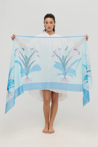 PRINCESSE & DRAGON Foulard Bouquet - Bleu