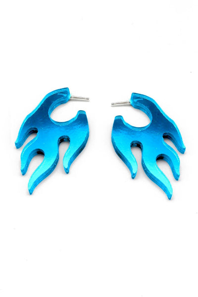 DCONSTRUCT Boucles d'Oreilles Flamme - Miroir Bleu
