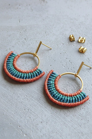 RAÏZ Boucles d'Oreilles Koa - Bleu et Corail