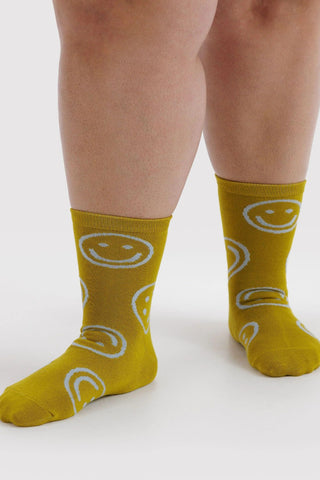 BAGGU Chaussettes Crew - Ocre Happy