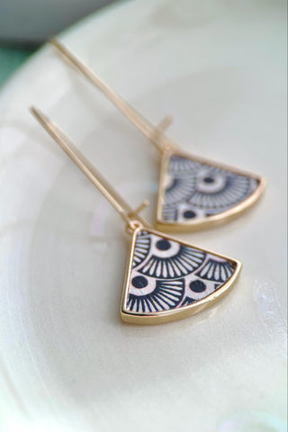 BOUCLE D'OR Boucles d'Oreilles Éventail - Noir et Blanc