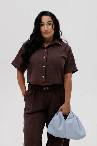 AMNOT Sac à Main Noeux en Jeans - Denim Pâle