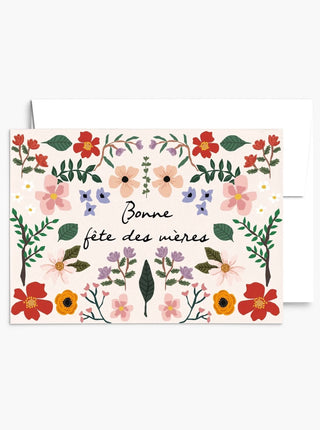 Carte de souhait fleurie Mimi & August "Bonne fête des mères". Parfaite idée de cadeau pour les femmes et pour la fête des mères.