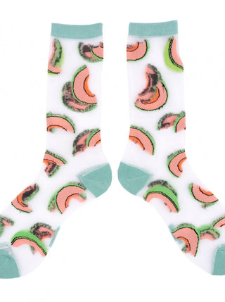 COUCOU SUZETTE Chaussettes Transparentes - Melon. Parfaite idée de cadeau pour femme.