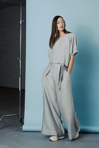 BODYBAG Pantalon Nancy - Bleu Ligné