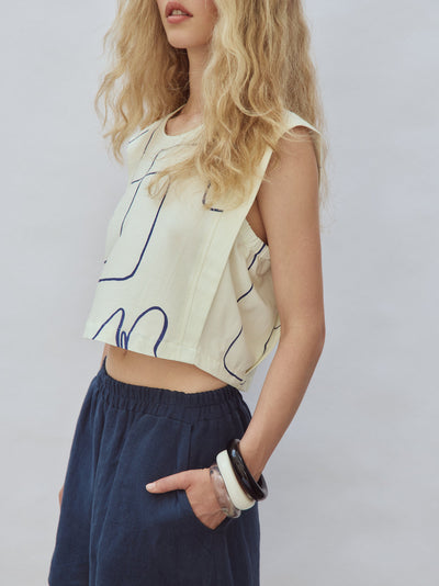 EVE GRAVEL Lucas Top - Blue Flower