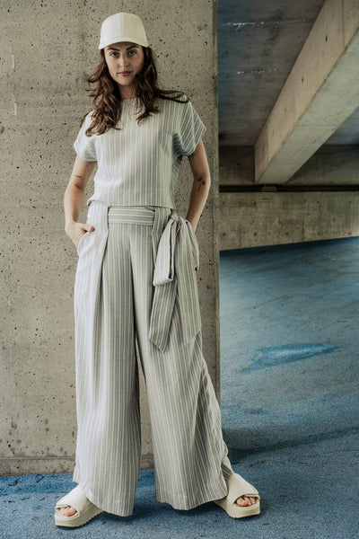 BODYBAG Pantalon Nancy - Bleu Ligné