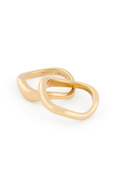 TWENTY COMPASS Curved Ring Duo - Gold