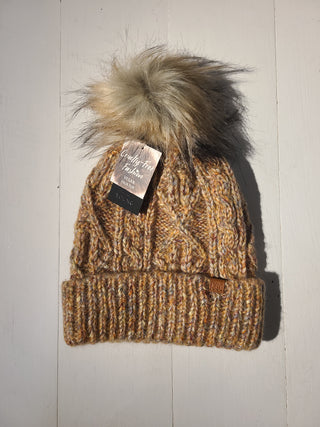 DAVID & YOUNG Wool Toque with Pompom - Beige