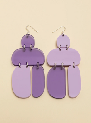 WARREN STEVEN SCOTT Large Stacked Ovoid Earrings - Purple