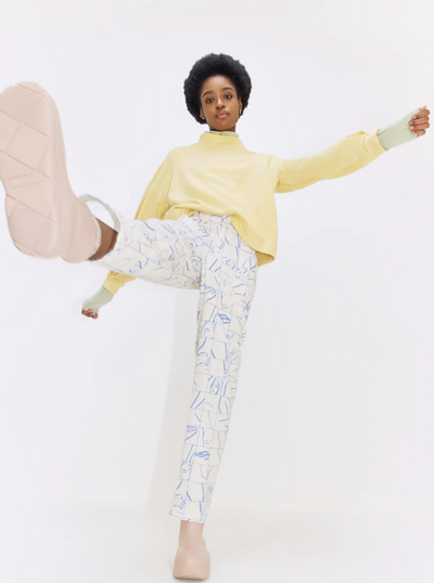 EVE GRAVEL Pantalon Edgar - Vanille et Bleu