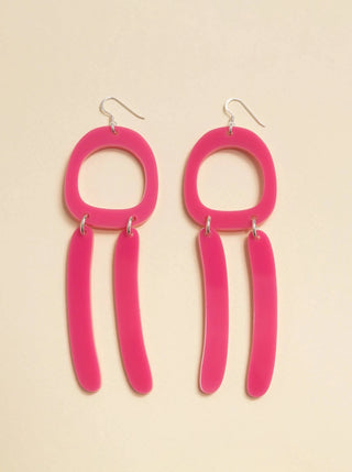 WARREN STEVEN SCOTT Mini Double Bar Mirror Earrings - Pink