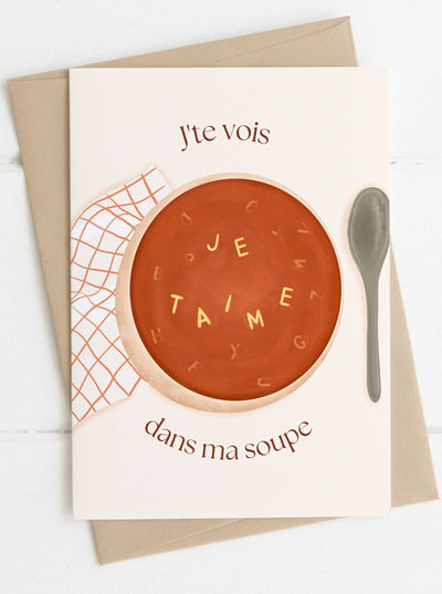 ITSFUNNYHOWWW Carte de Souhait - J'te vois dans ma soupe